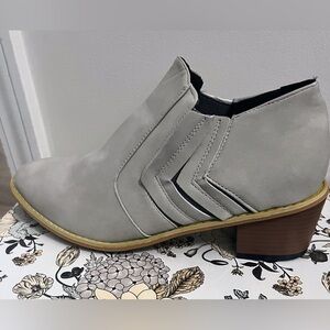 Grey booties stacked heel NEW